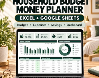 Annual Household Budget Planner | Excel + Google Sheets (Digital Download)