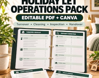 UK Holiday Let Operations Pack | Turnover Cleaning, Inspection, Inventory Checklists (PDF + Canva)
