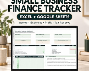 Small Business Finance Tracker | Income, Expenses, Profit, Tax Reserve (Excel + Google Sheets)