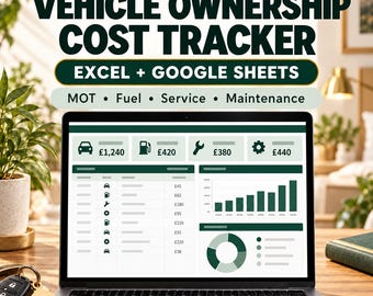 UK Car Running Costs Tracker | Excel + Google Sheets (Digital Download)