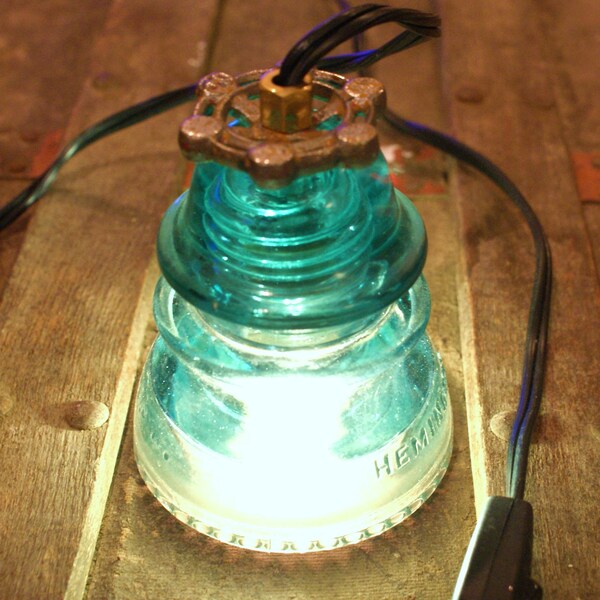 Blue Glass Insulator Table Light