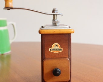 Vintage Zassenhaus Wooden Hand Coffee Grinder,  1940s Working
