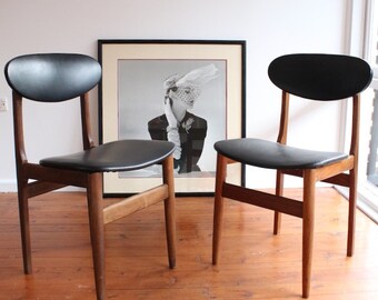 Pair of Vintage Australian Mid Century Teak and Vinyl Dining Chairs PICK UP Sydney