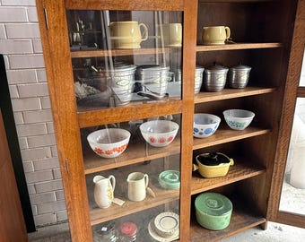 Art Deco Silky Oak 2 Door Display Cabinet. c1930s PICK UP Sydney