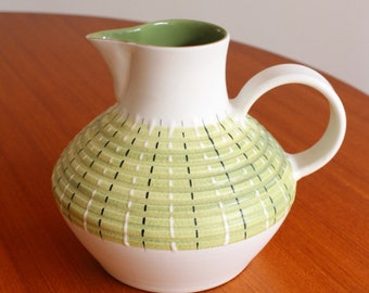 Vintage Denby Burlington Mid Century 1950s Green Ribbed Jug Glyn Colledge Design 1958