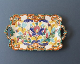 Assbrock Keramik Majolica Platter with Handles, Made In Germany