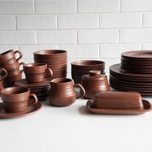 Vintage Mikasa Painted Sands, Spar Brown part dinner set