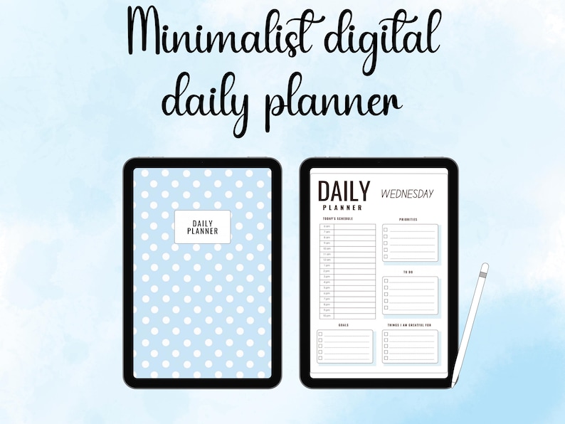 Daily Planner, Blue Weekly Dairy, Simple Digital Planner Template ...