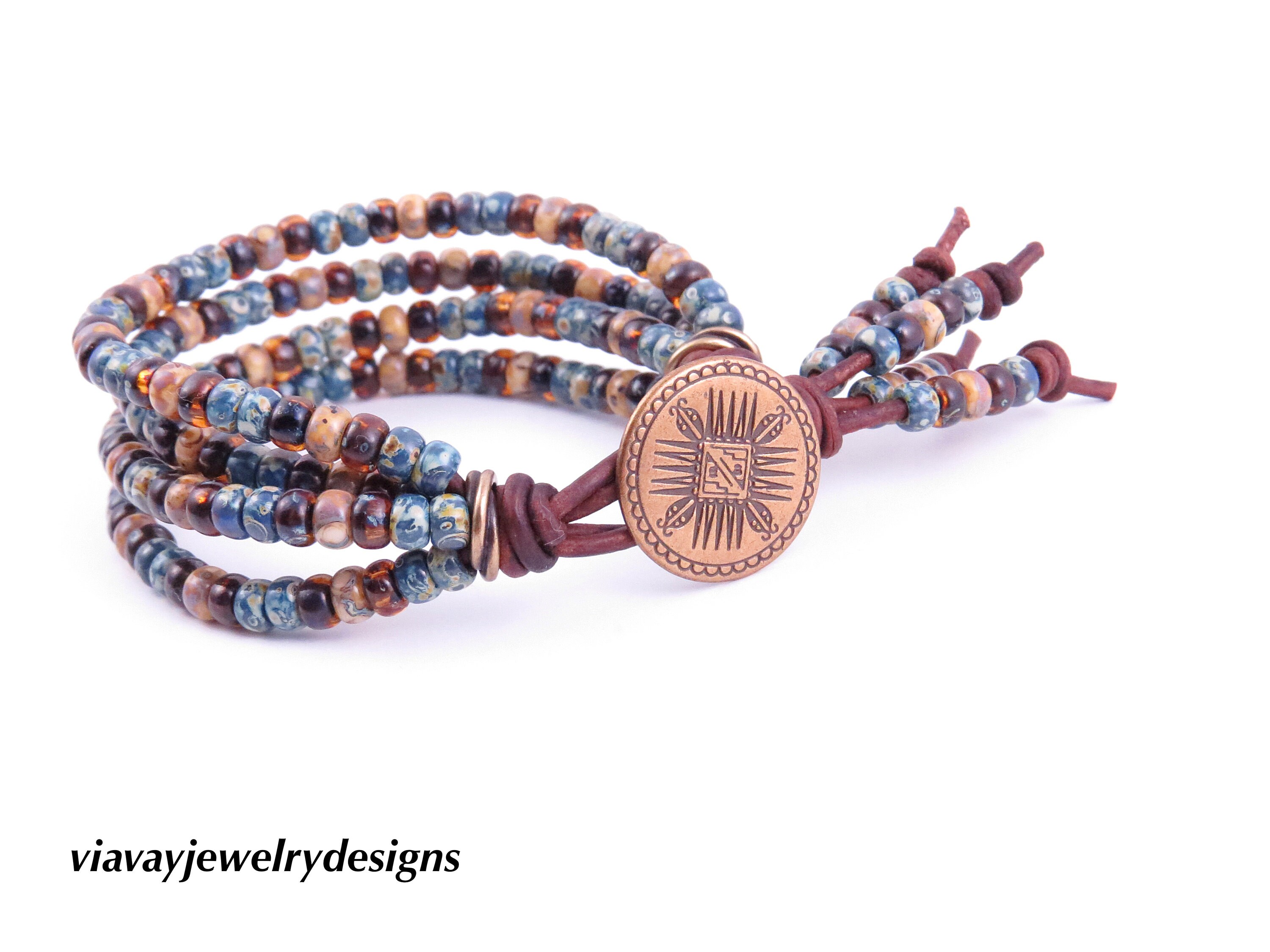 Beaded Boho Leather Wrap Bracelet Boho Wrap Bracelet for Etsy