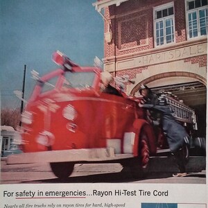 Hartsdale NY Fire Department Building Engine History Color photo 1960s Firemen Action Heroes Vintage Fire Truck 13x10 Ready to Frame