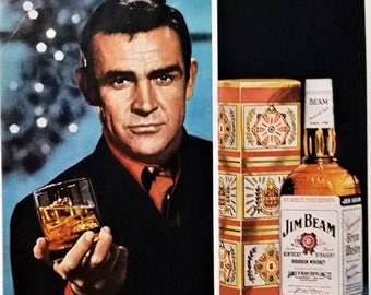 Sean Connery Bond Thunderball 007 Jim Beam Whiskey With Ice 'The Man Is...' The James Bond Starter Man Cave Spy Love 13x10 Ready Frame