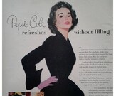 Sexy Woman Black Dress Pepsi-Cola Sociables Classic 1953 Illustration Cola Pop Ad 50s Woman Black Dress. 13x10. Ready Frame