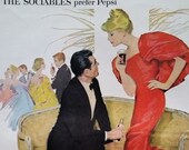 Modern Couple Ballroom Dancing Red Gown Red High Heels Love Seat Spat Cute Illustrated Sexy In Love Couple 50s Pepsi. Ready Frame 13 x 10.