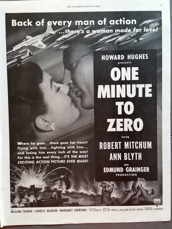 Movie Ad Poster One Minute Zero 1952 Howard Hughes Movie Robert Mitchum Korean War Love Story Movie Room Bw Illustration 13x10 Ready Frame Art Collectibles Collectibles Delage Com Br