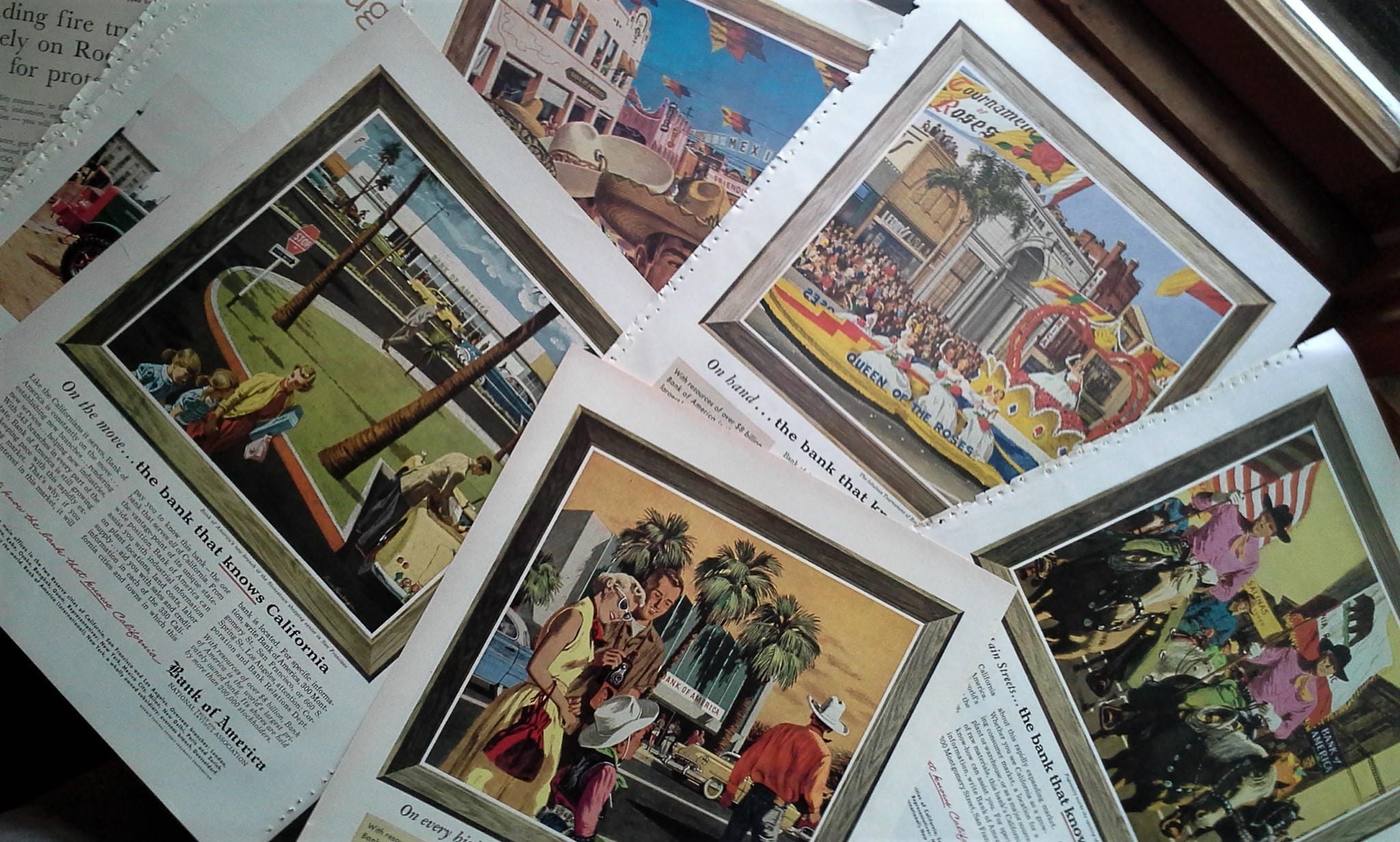 1954 California Bank Ads Illustrated Pasedena Palm Springs ...