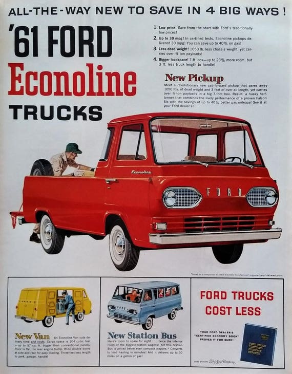 Classic 61 Ford Van Truck Econoline Teardrop Headlights Etsy