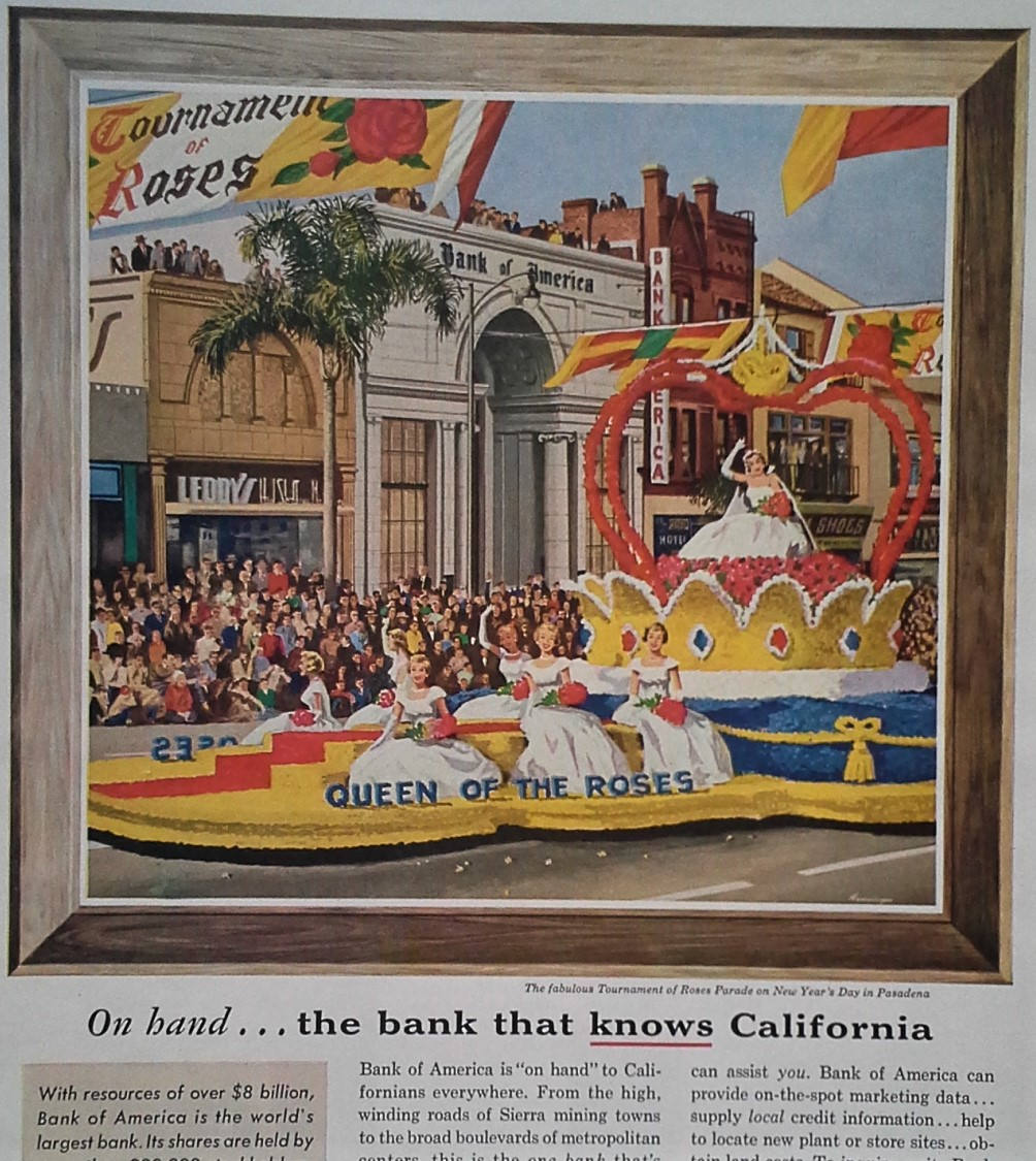 1954 California Bank Ads Illustrated Pasedena Palm Springs ...