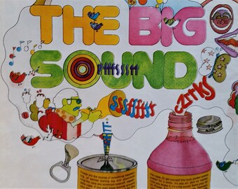 Pop Art 60s Kim Whitesides UnCola Billboard Fame Aluminum 2 pages Fun Groovy LP Cover Artist "Big Sound" Psychedelic Color 13x10 Ready Frame