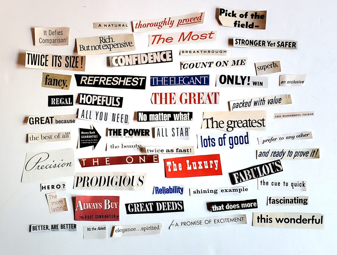 Vintage Positive Words & Phrases Cutouts Encouraging Etsy