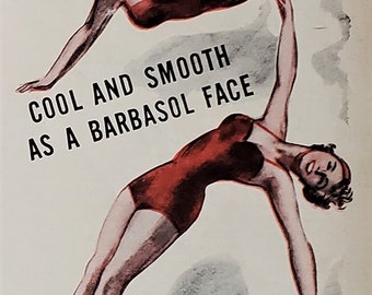 1940s Barbasol Ad Print: Diving Girls Illustration, WWII Era Art