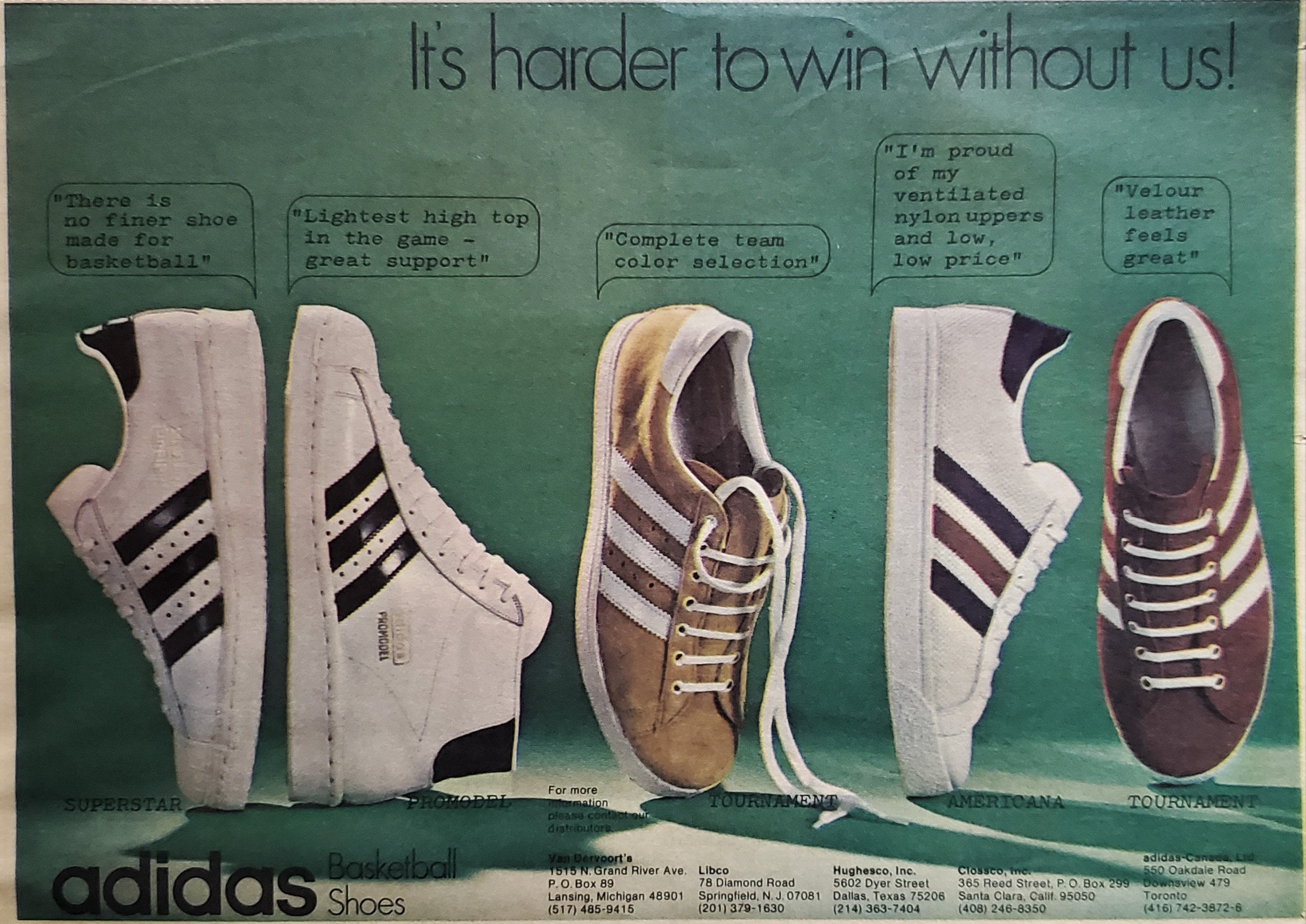 Adidas Basketball Shoe ADVERTISEMENT 1972 8x11 Color Photos - UK