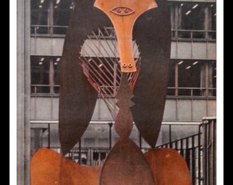 Chicago's Picasso. Daley Plaza's 1967 Pablo Picasso Sculpture. Pickle Pig or Insect? 68 Democratic Convention Display.