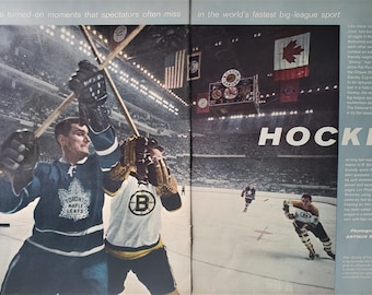 NHL Hockey 1968 51st Year 7 Pages On Ice Action Detroit Montreal Boston Fights Shooting Skating Color Photos See Names Below 13x10 Frame