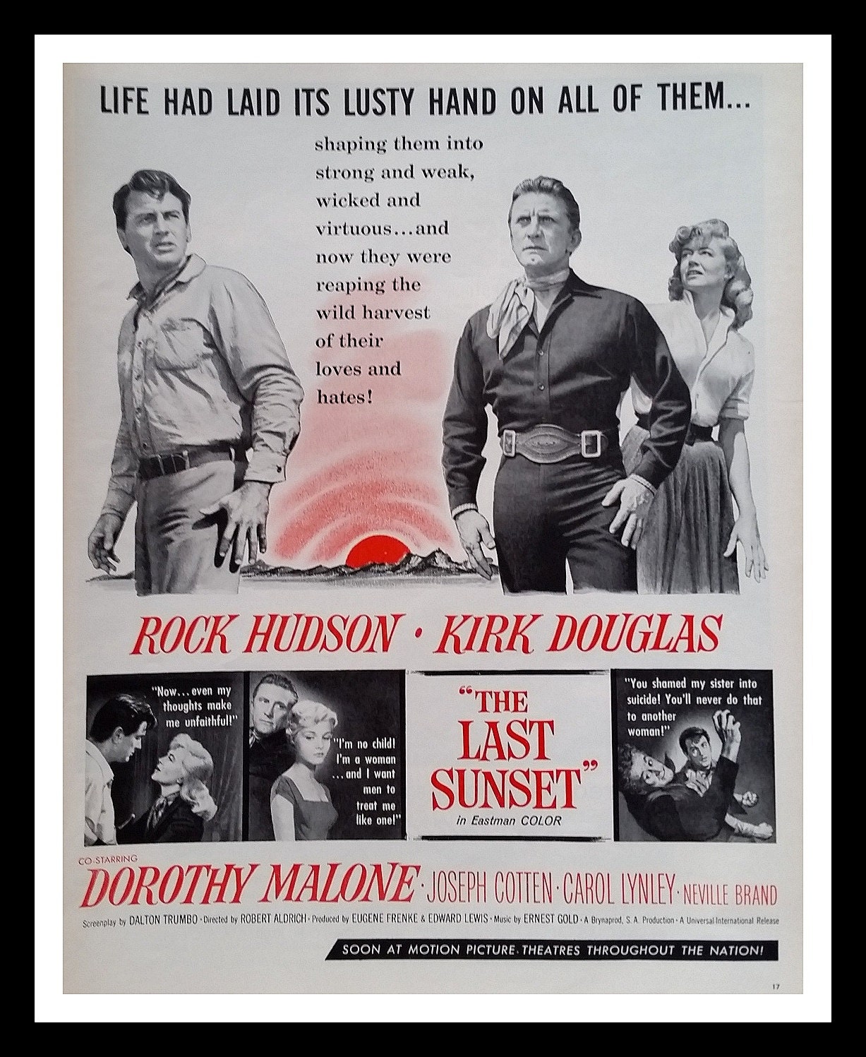 Kirk Douglas 'The Last Sunset' 1961 Movie Poster Rock | Etsy