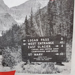 Glacier National Park Forest Logan Pass East Glacier St Mary MT Sign 50s AC Sparkplug Ad BW Photo Mountains Vacation Trip Ad Art 10x13 Frame