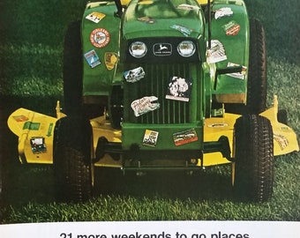 Vintage 1960s John Deere Lawnmower Ad, Framed Print