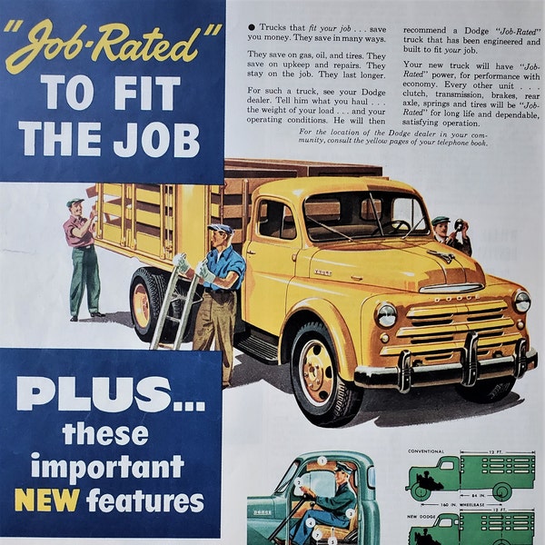 1949 Dodge Truck Yelllow Workmans Truck Beautiful Yellow Illustration Cut Out Seat Weight Distribution 'Job Rated' 13x10 Ready Framing