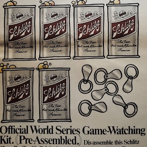 May include: A vintage-style game-watching kit featuring six cans of Schlitz beer, the beer that made Milwaukee famous. The kit also includes six pull tabs, which are meant to be used as game-watching tokens.