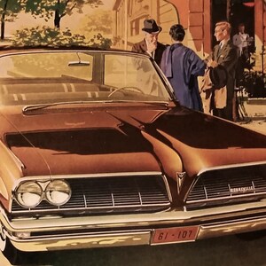 61 Pontiac Bonneville Metallic Brown Sweeping Hood Design Elegant Dinner Couples Fall Weather White Walls Illustrated 13x10 Ready Frame