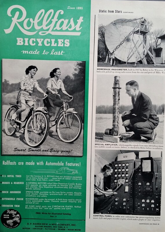 Vintage Bicycles Ad 1940s Rollfast Girl 