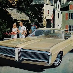 1968 Pontiac Grand Prix Tan 2-door Tennis Playing Couple Off Court Old Part Town Orange Shutters CIA Spy  13 x11 Ready for Framing