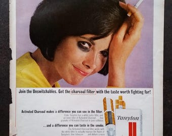 1970s Tareyton Cigarette Ad, Black Eye Brunette Print, Ready for Framing