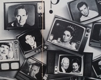 TV Set Art 1963 TV Actors Actresses In Console Sets Question Upcoming Television Programming Heston Taylor BW 2 pages 13x10 Ready Framing.