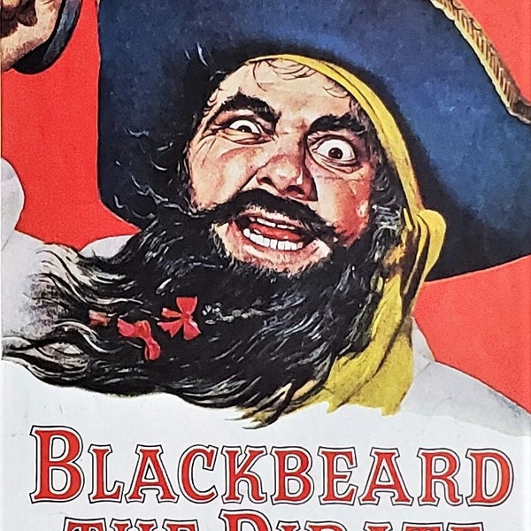 Movie Ad Poster -Disney Blackbeard the Pirate Kids Scary Movie Robert Louis Stevenson Booty Terror on the Sea Love Story 13x10 Half Page