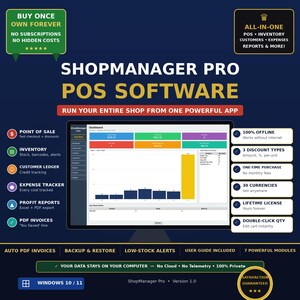 Oprogramowanie POS dla małych firm – system sprzedaży offline, śledzenie zapasów i sprzedaży – bez subskrypcji, dożywotnia licencja Windows