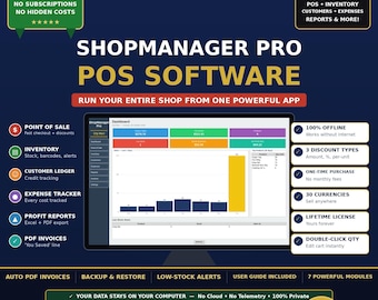 Software POS per piccole imprese - Sistema POS offline, gestione inventario e tracciamento vendite - Nessun abbonamento, licenza a vita per Windows