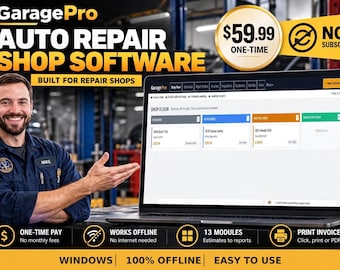 Software per officine meccaniche / Ordini di riparazione, preventivi e fatture / App per la gestione dell'officina / Ispezioni a 28 punti / Nessun abbonamento