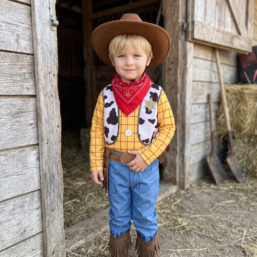 Cowboy Costume Boys Halloween Western Jumpsuit Toddler Party Outfit Child Rodeo Sheriff Dress Youth Ranch Wrangler Set Bandana Hat Kids Role