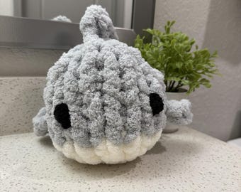 Handmade Grey Shark Finger-Knit Stuffie