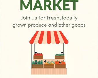Farmers Market Flyer Canva Template | Editable Local Event Poster | Printable Farmers Market Advertisement