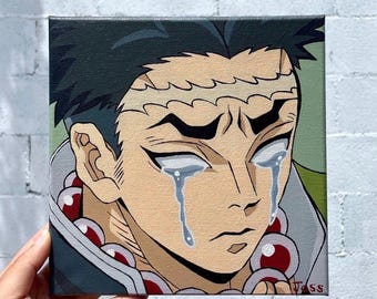 Hand Painted Acrylic Gyomei Himejima 8”x8” Canvas | From Anime Demon Slayer or Kimetsu No Yaiba