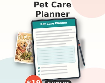 Pet Care Planner Printable | Pet Health Records, Vet Info & Sitter Instructions PDF