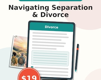 Separation and Divorce Workbook | Divorce Planning Guide, Asset Division & Co-Parenting Worksheets | Fillable PDF