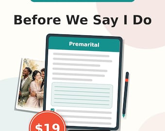 Premarital Conversation Workbook for Engaged Couples | 16-Chapter Counseling Guide, Wedding Planning Questions | Fillable PDF