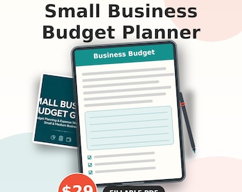 Small Business Budget Planner | Printable Expense Tracker & Finance Workbook PDF