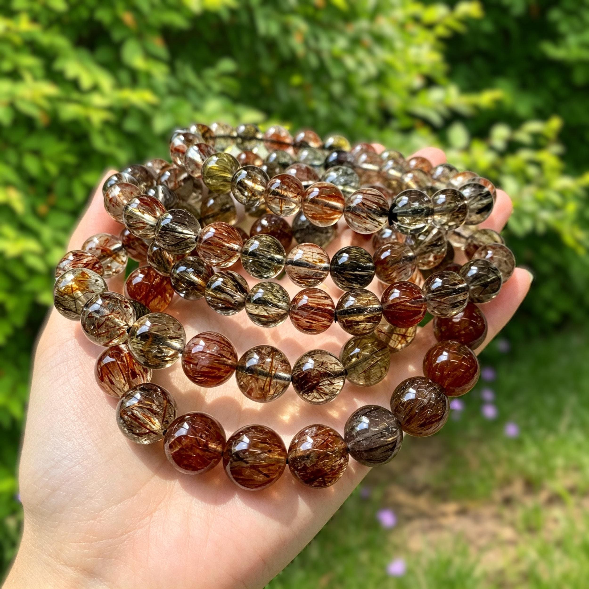 白✯ パープルスーパー7とカラフルトルマリンのデザインブレスレット 新品 Super Seven Quartz - Etsy